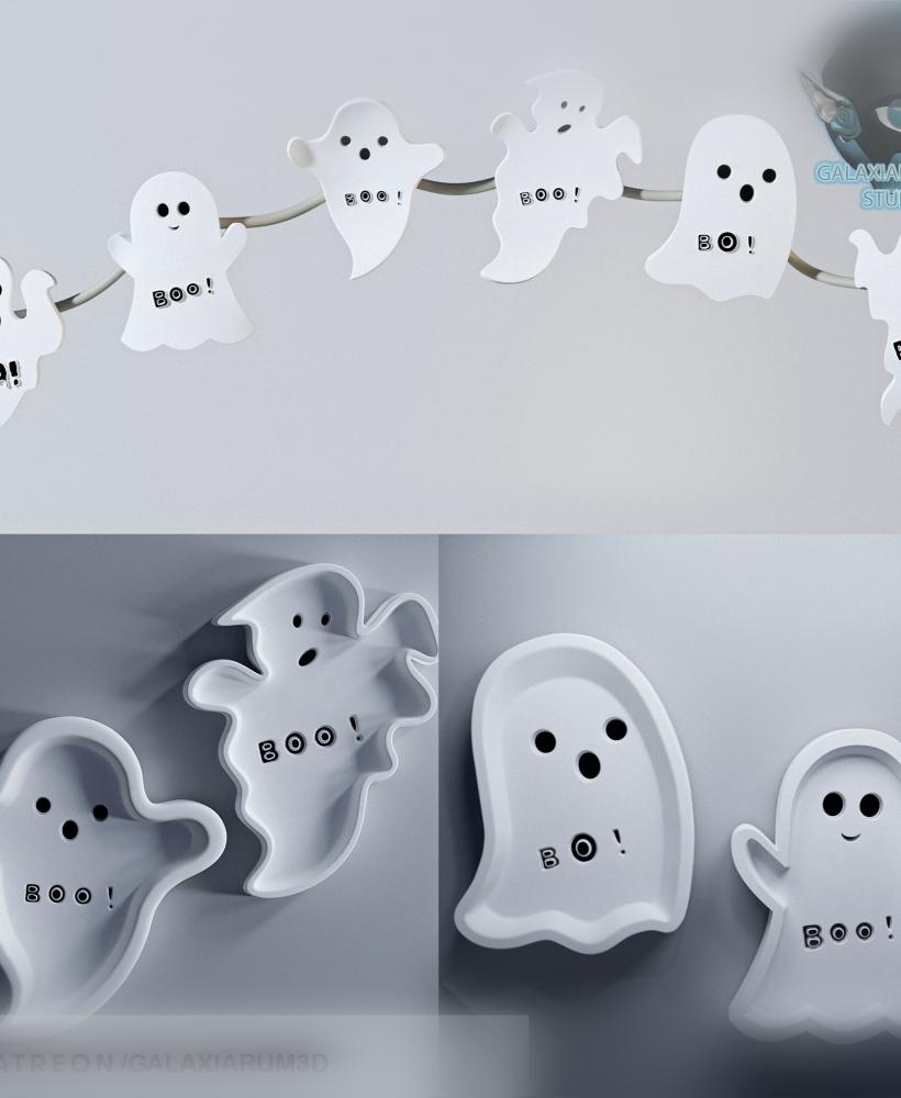 Halloween Ghost Boo Decor and Ashtray 3d model