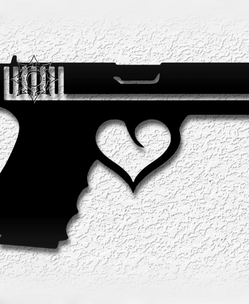 heart gun wall art glock pistol gamer decor 3d model