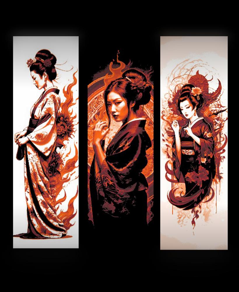 The beautiful and Mysterious Geisha - Set of 3 Bookmarks 3d model