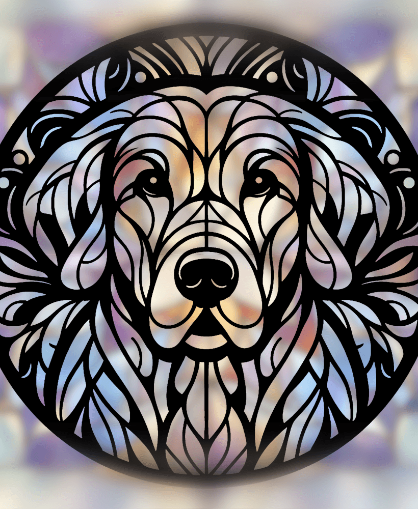 Golden Retriever Mandala Art – 2D wallart (Stained Glass Style) 3d model