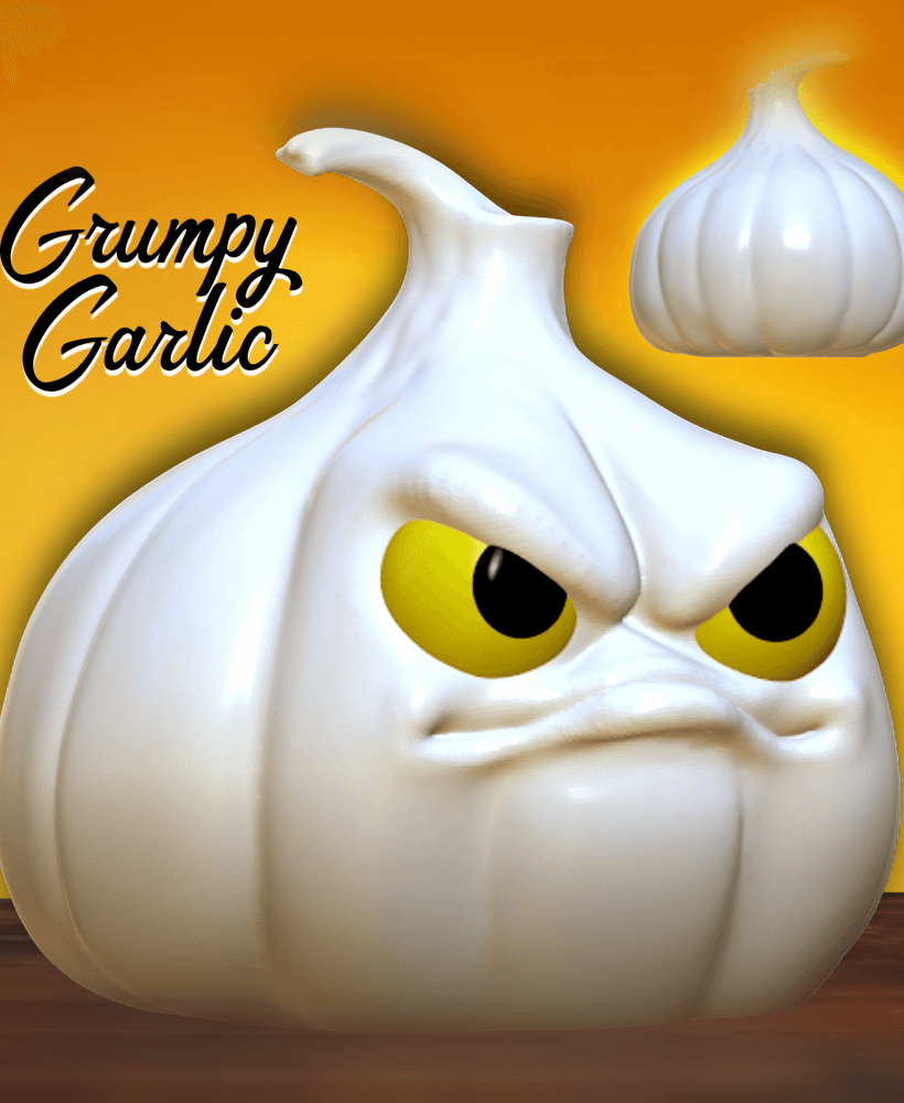 grumpy garlic figurine funny halloween vampire decor 3d model