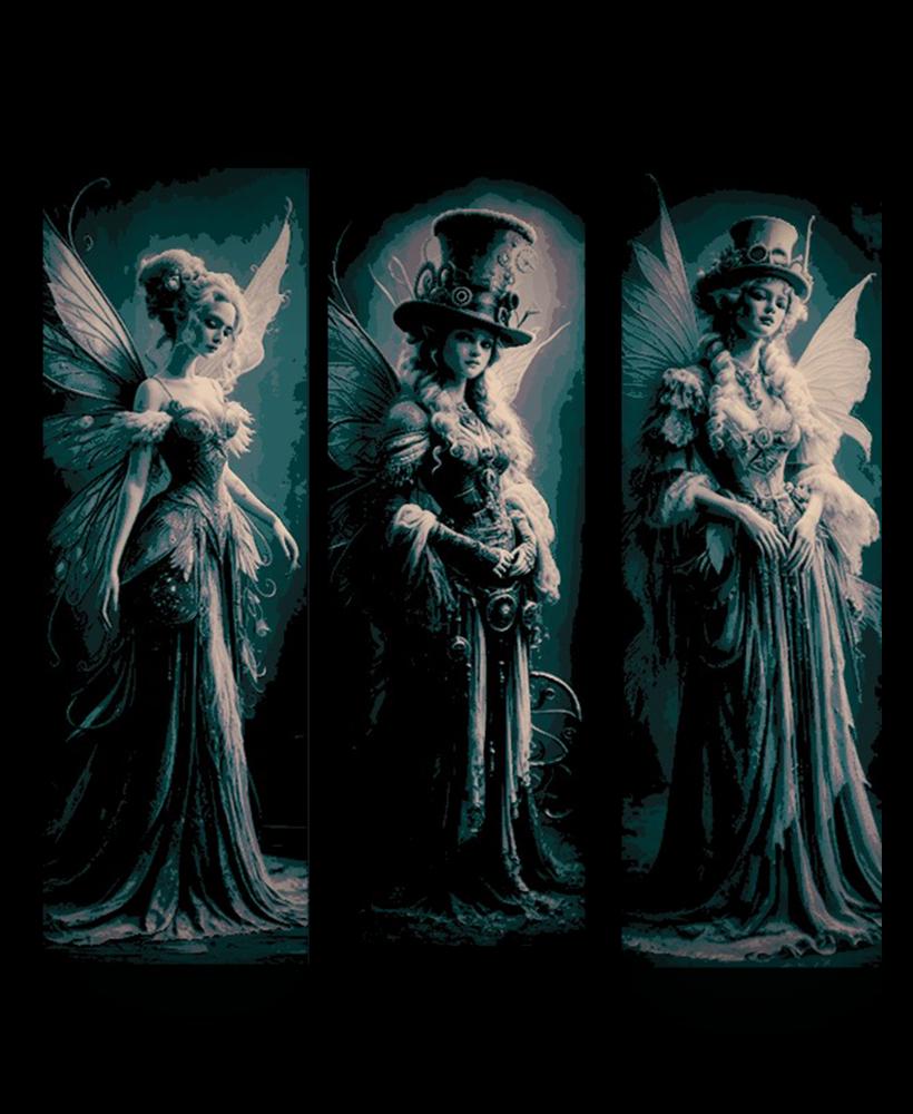 Victorian Steampunk Well Dress Fairies stop for a Portrait -Set of Bookmarks 3d model