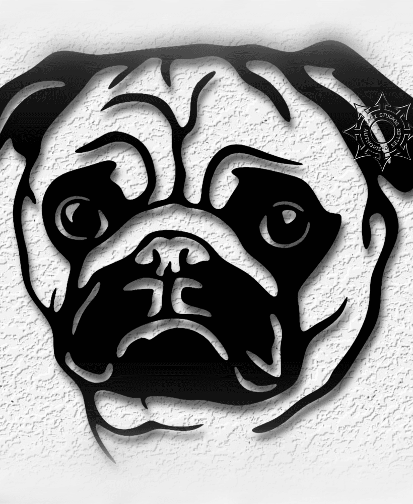 pug dog wall art pup decor 3d model