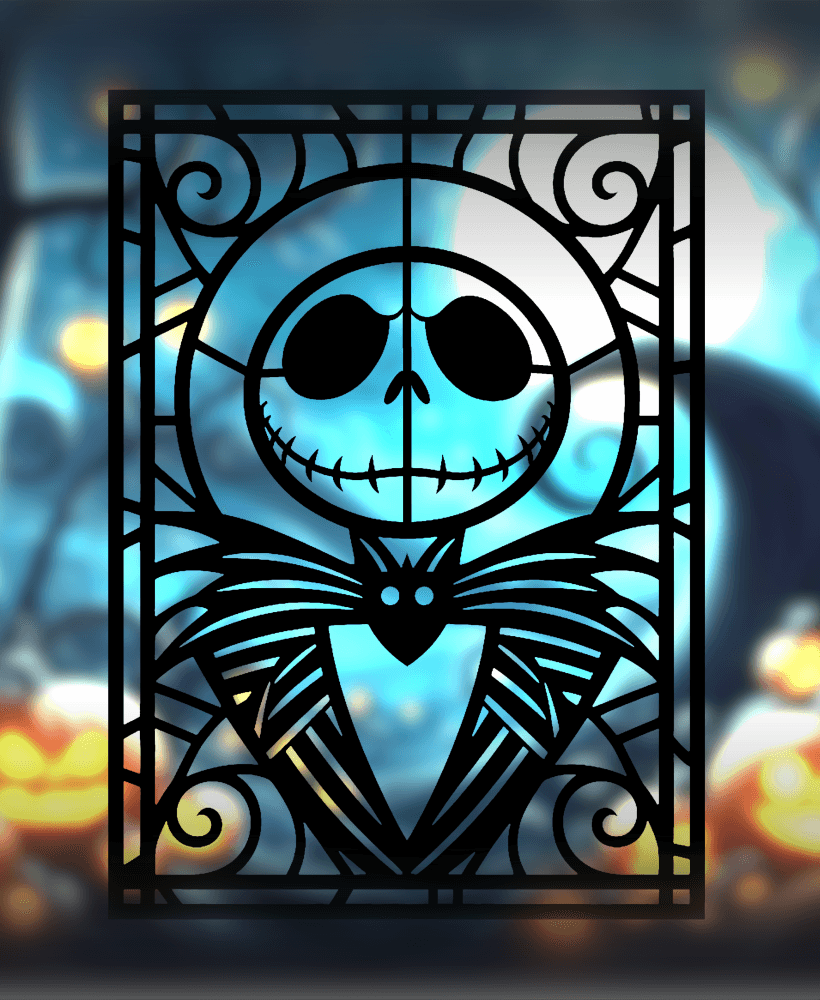 Jack Skellington Stained Glass Style (2D Geometric Wall Art) 3d model