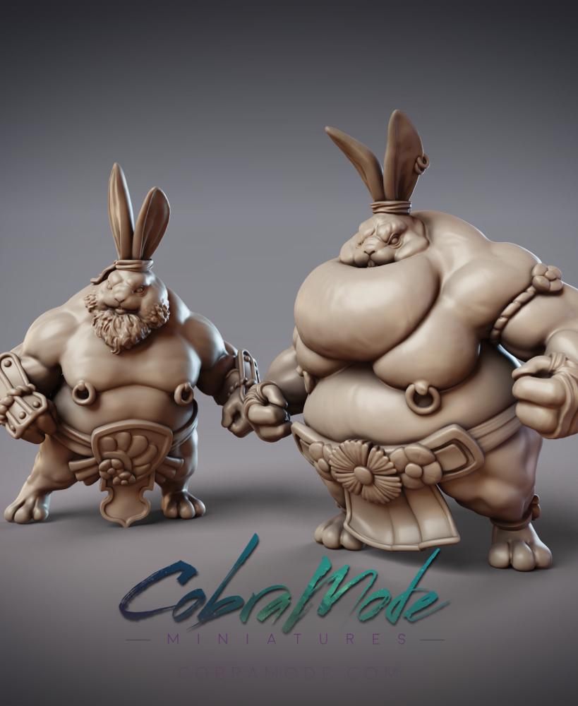 Rabbitfolk Sumos - Iron Heart & Iron Wall, Guanghan Wrestlers (Pre-supported) 3d model