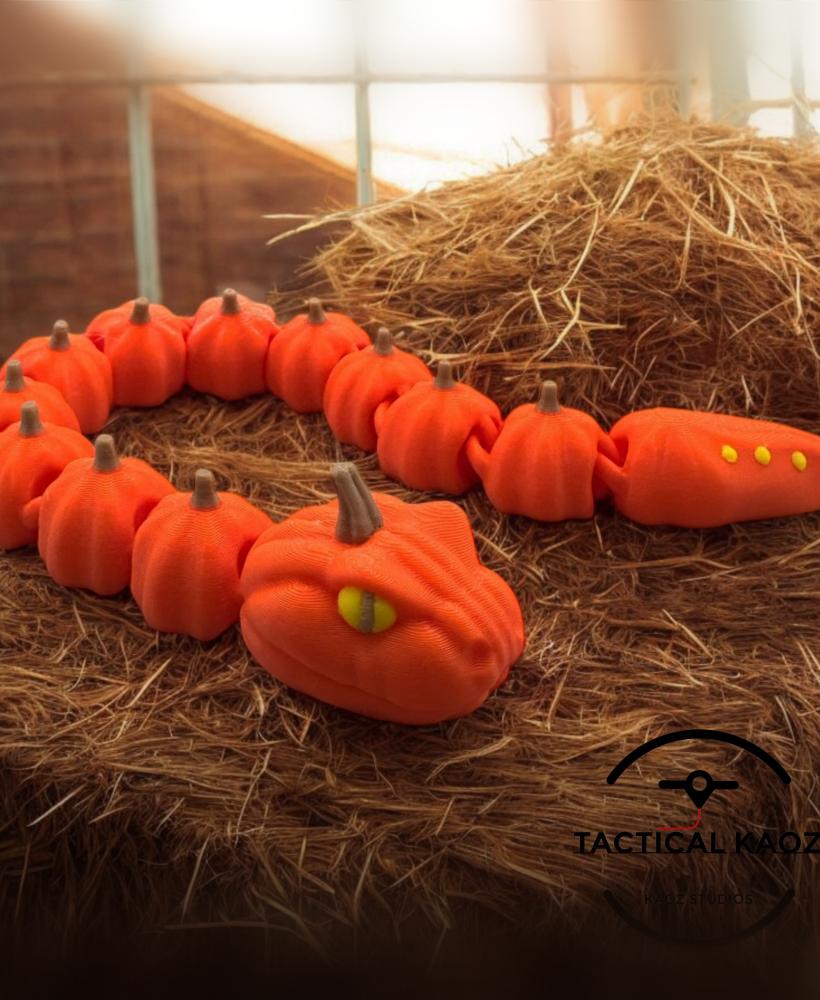 Pumpkin Snake Articulating Flexy - Print In Place 3d model