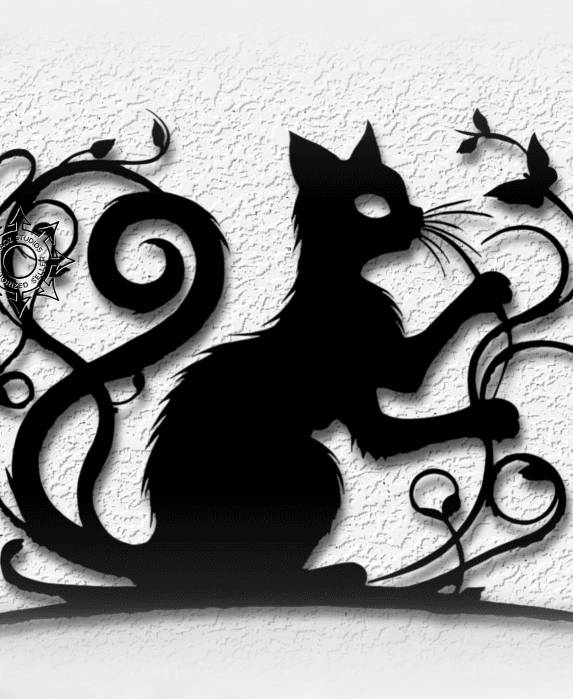 Black Cat wall art Halloween kitty decor 3d model