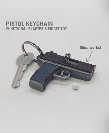 Pistol Keychain — Functional Blaster & Fidget Toy 3d model