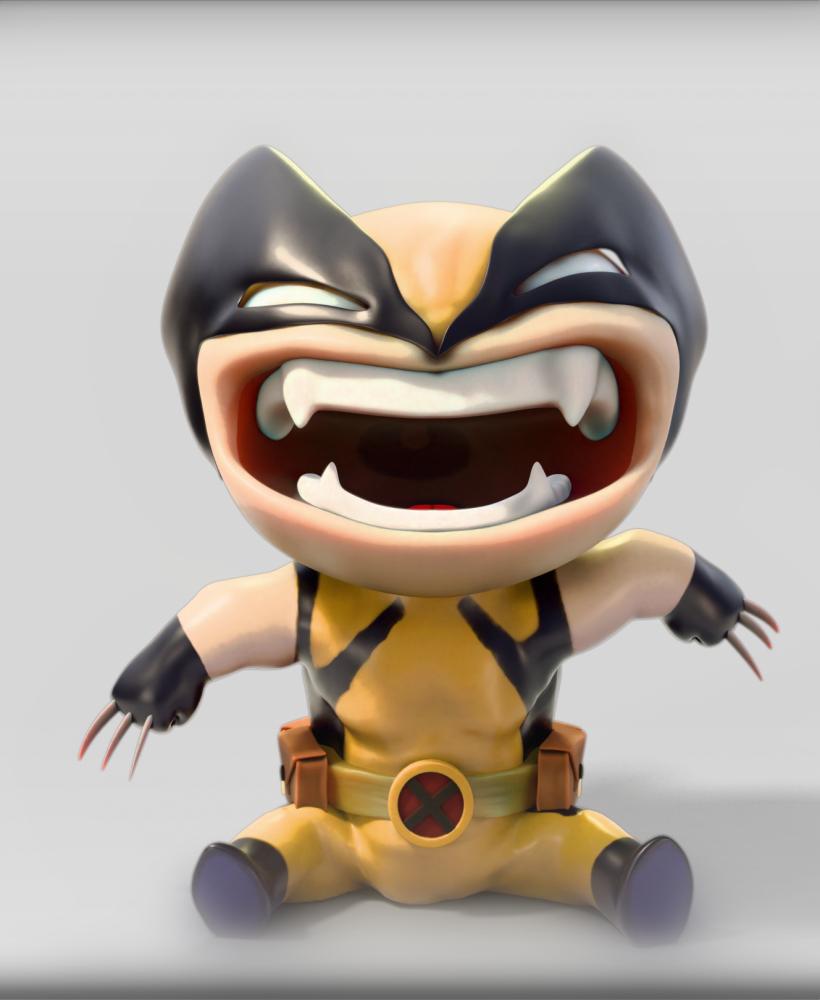 Baby Wolverine Fan Art 3D Model - Cute Superhero 3d model