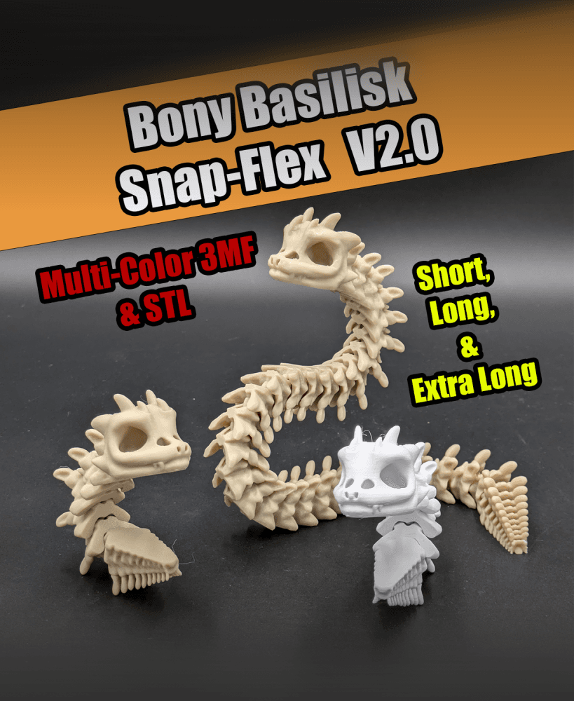 Bony Basilisk - Revamped, Snap-Flex 2.0 Fidget Toy 3d model