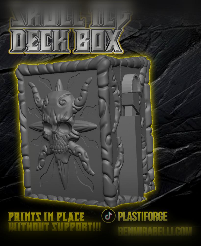 Print in Place skull TCG deck box 3d model