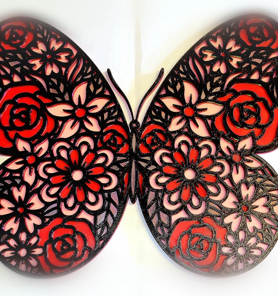 "Flutterby" Butterfly Mandala Wall Art 3d model