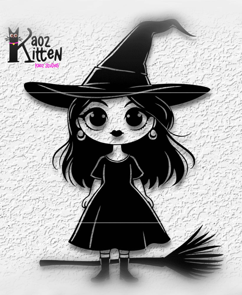 Cute witch wall art witchy halloween decor 3d model