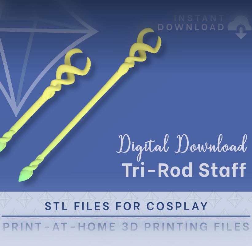 ZELDA Tri-Rod Staff STL FILES [The Legend of Zelda: Echoes of Wisdom] Cosplay Prop 3d model