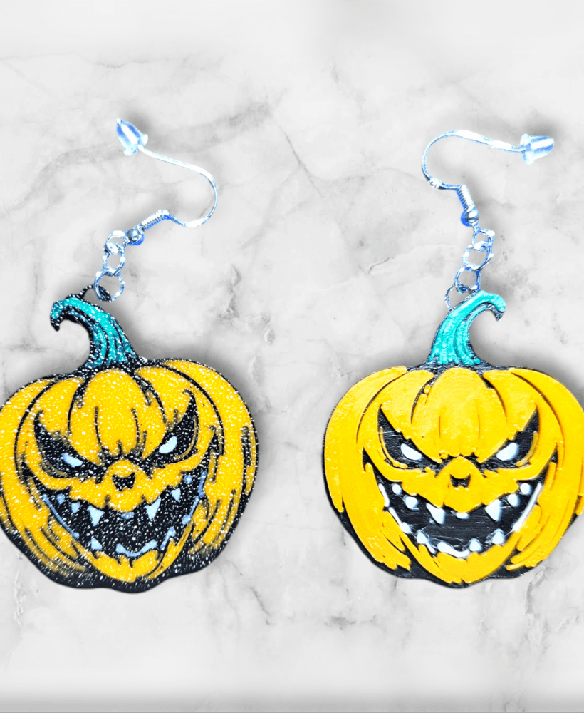 Halloween Jacko Killer Pumpkin Earrings 3d model