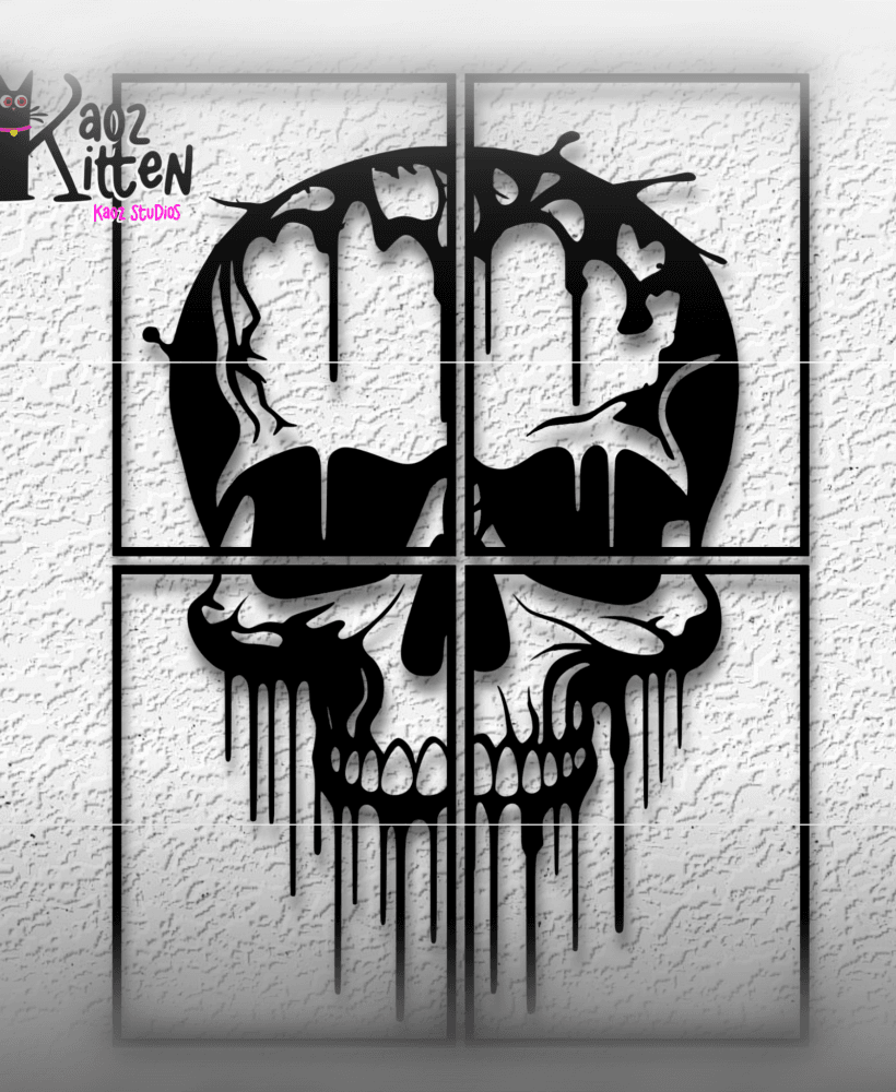 EASY 4 Piece EXTRA LARGE Skull wall art Haunted House Prop Decor ON ANY PRINTER 3d model