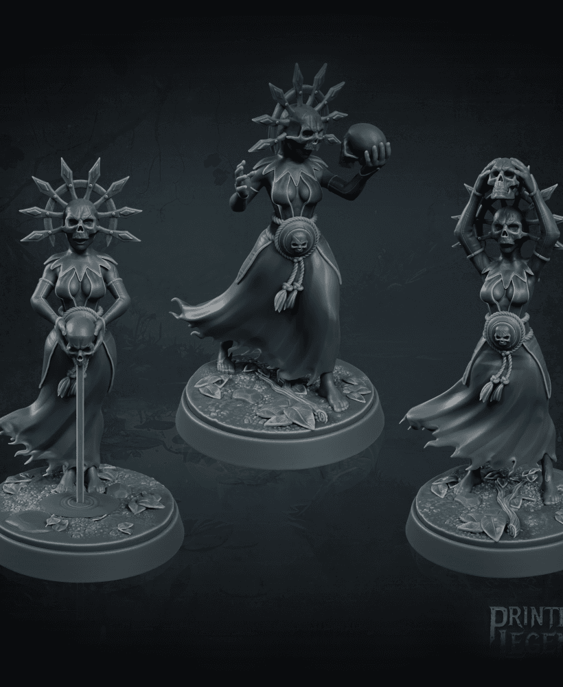 3x Cultist Witches (25mm Bases) 3d model