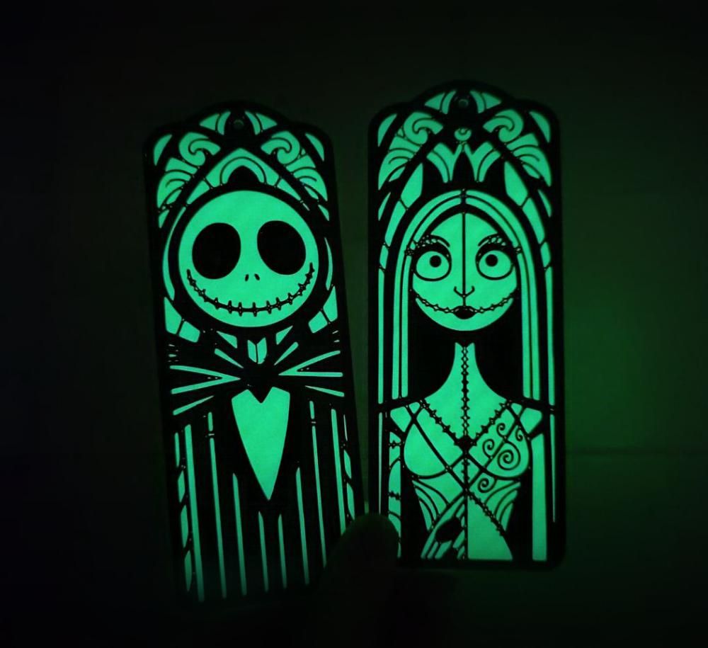 Jack and Sally Glow-in-the-Dark Fan Art – 2D Stained Glass Style - bookmark 3d model