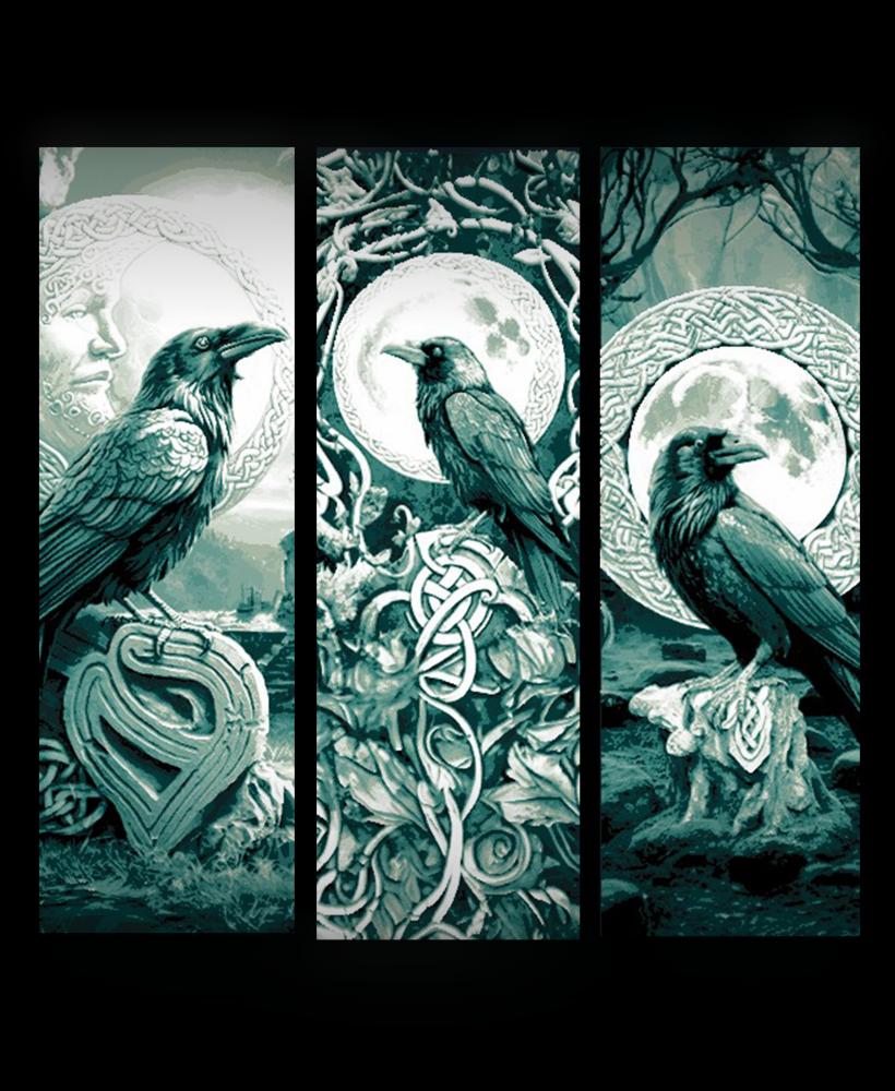 Set of Bookmarks - Celtic Carvings of the Crow and the Moon 3d model