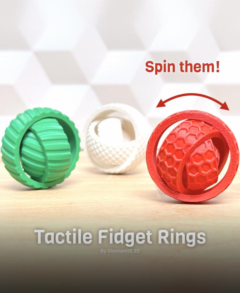 Tactile Fidget Rings (spinning fun toy) 3d model