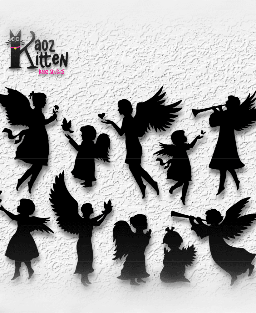 HUGE pack of 10 Angel Charms wall art Christmas decor 3d model