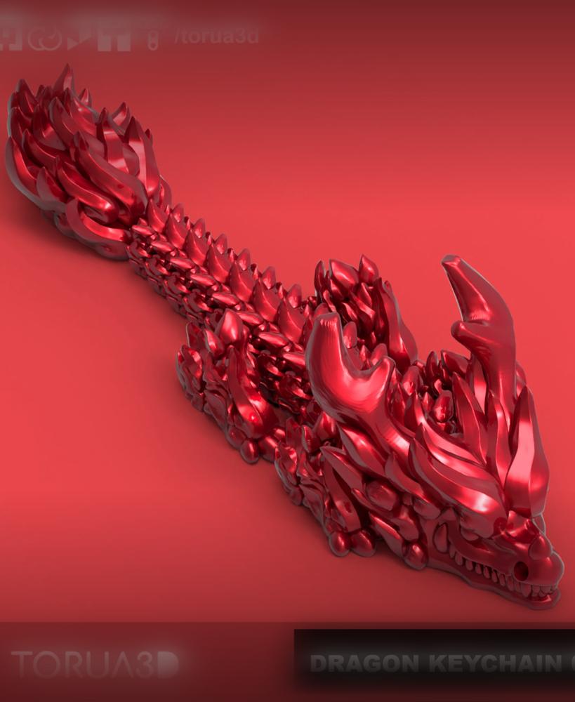 Articulated Dragon Keychain 007 - Print in place - No supports - Free - 3mf - STL  3d model