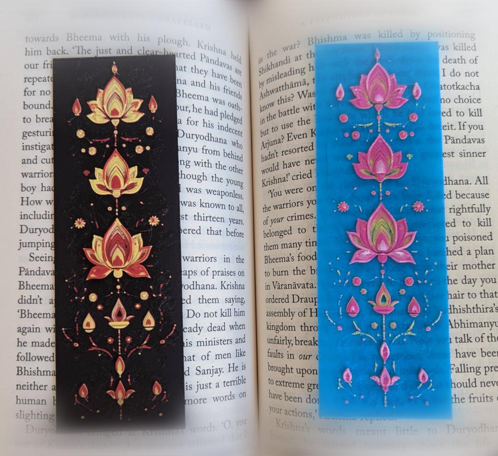 Rangoli Bookmark #3 (Lotus and Lamps) 3d model