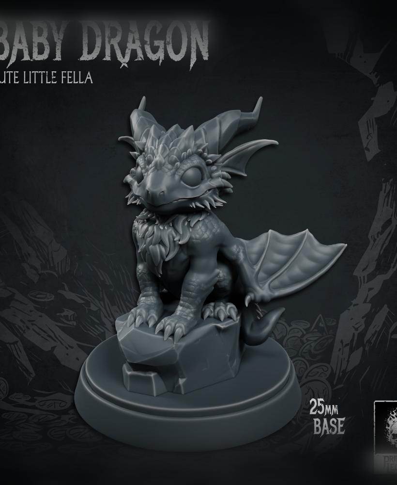 Baby Dragon (25mm Base) 3d model