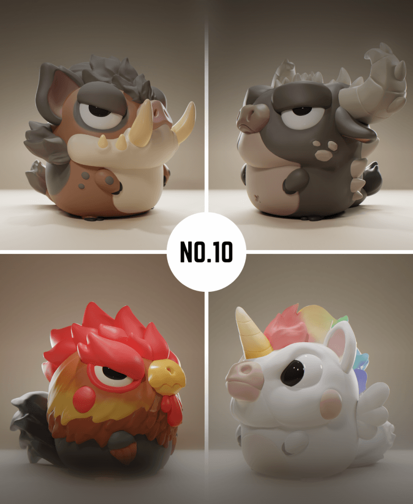 Grumpii 3D Printable Art Toy - Chubbii Series - Set 10 3d model