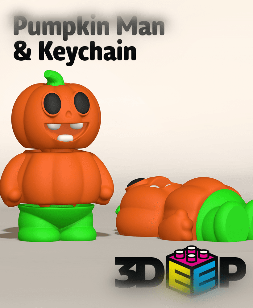 Pumpkin Man & Keychain - Print in place - No Supports 3d model