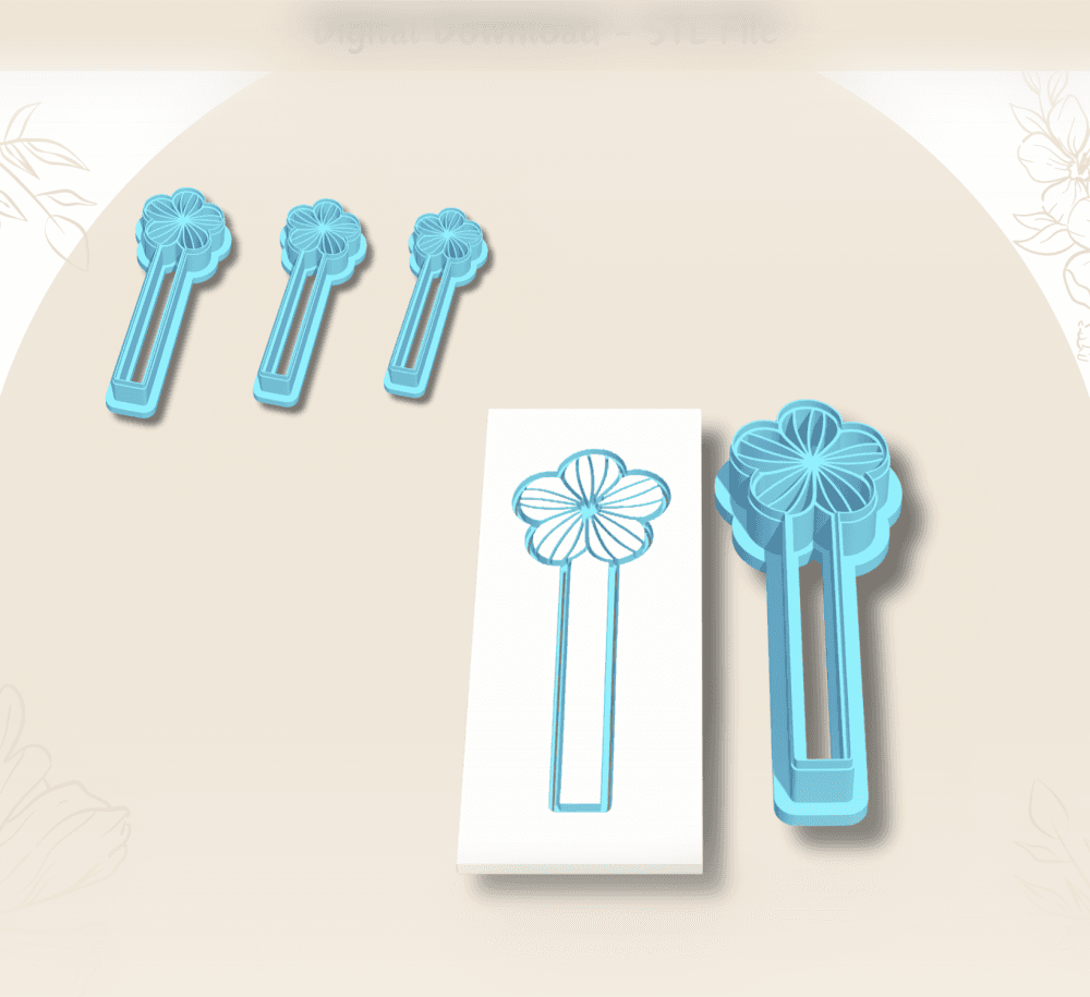 Flower Bookmark Cutter for Polymer Clay | Digital STL File | Clay Tools | 3 Sizes Clay Cutters  3d model