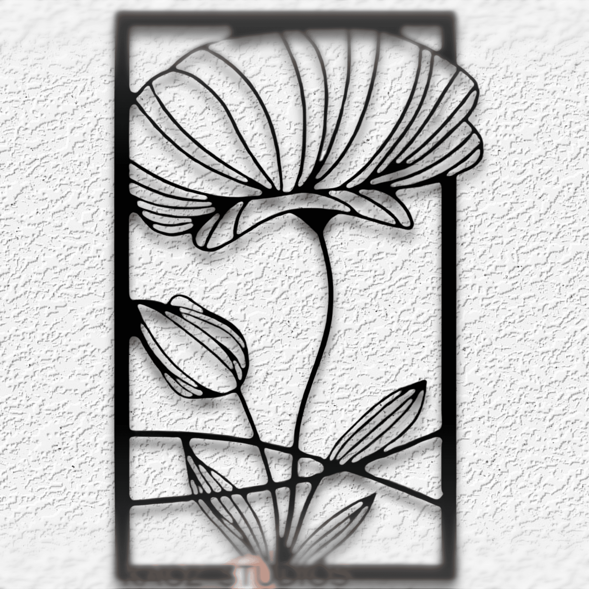 flower panel 3 of 4 wall art panoramic flowers wall decor 3d model