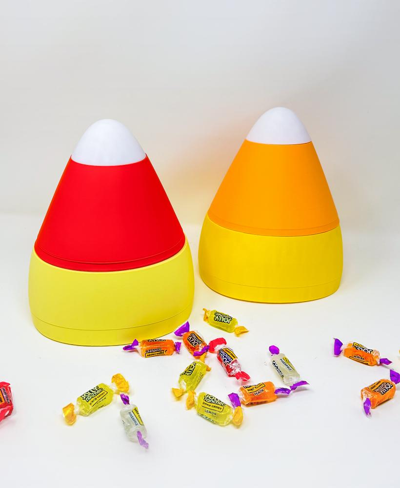 Giant Candy Corn Container - Functional Halloween Treat Holder with Two Compartments 3d model