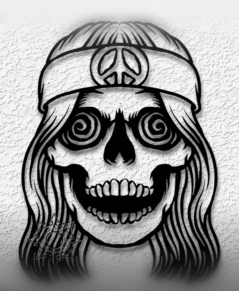 Hipster Skull wall art boho hippie decor Peace 3d model