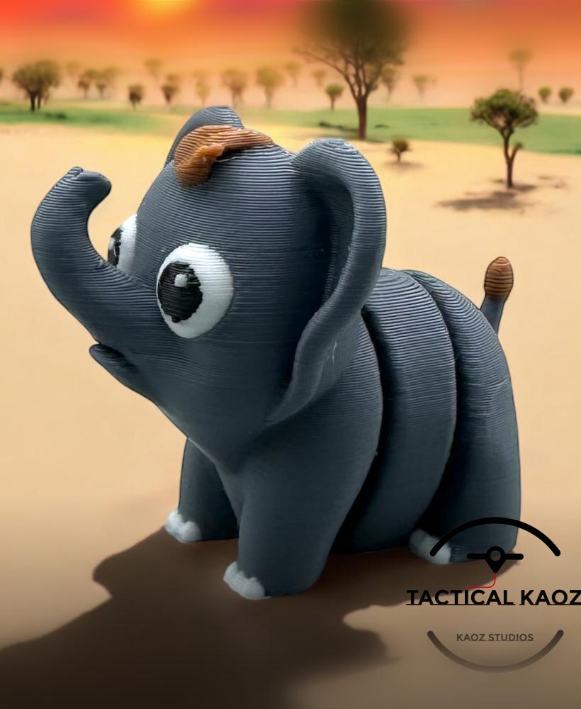 Tumbles the Playful Baby Elephant - Articulating Flexy Baby Elephant - Mini Flexy 3d model