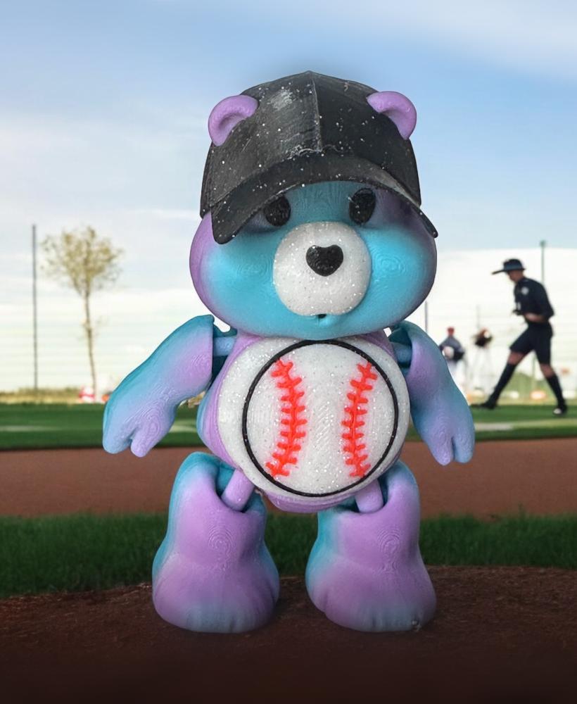 Lots of Baseball Bear, Care Bear, Articulated, Flexi, Print in Place, flexible 3d model