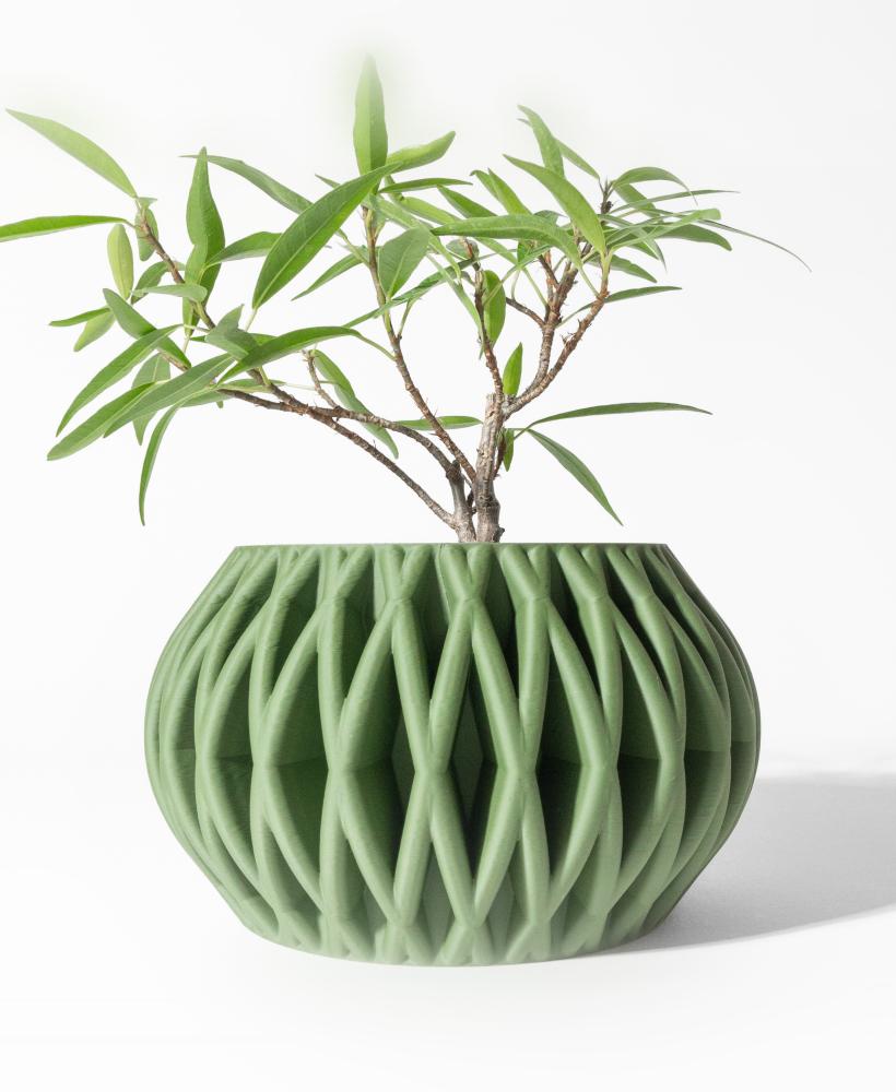 The Maka Planter Pot with Drainage Tray & Stand: Modern and Unique Home Decor for Plants 3d model