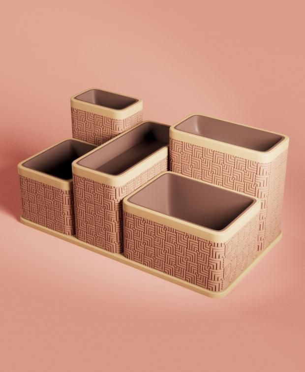 Desk Organizer 11X6 Mayan Revival 3d model