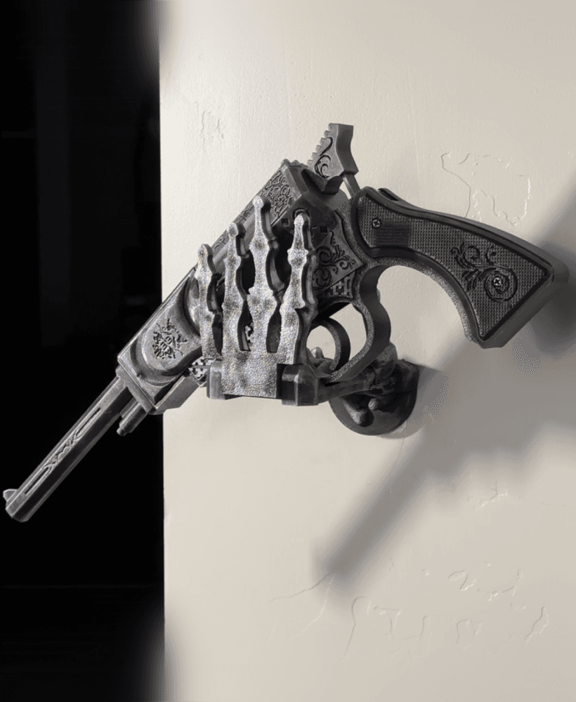 Plant Watering Revolver and Skeleton Hand 3d model