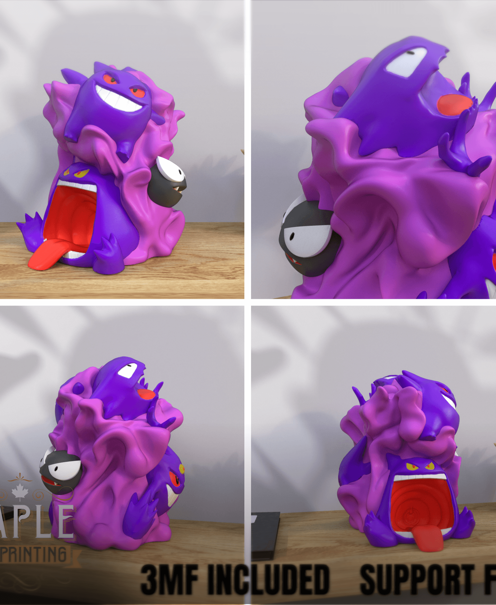 Gastly Evolution Diorama - Print in Place - Pokemon 3d model