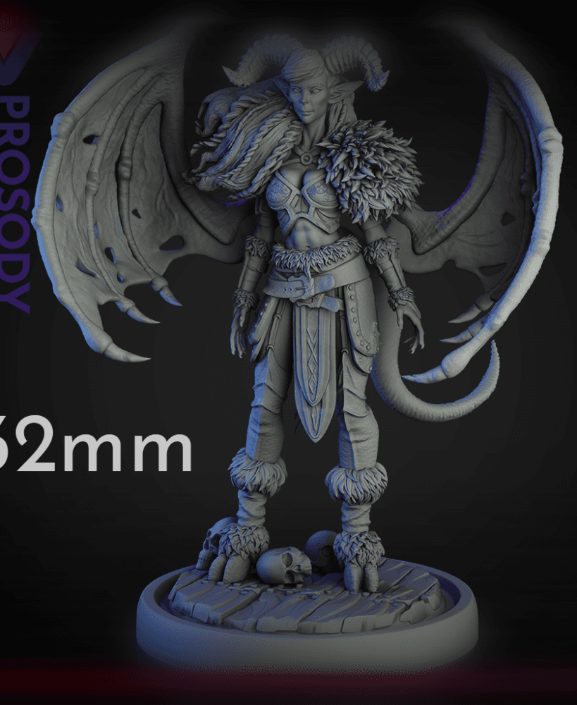 Teyre - Demon Barbarian - 32mm 3d model