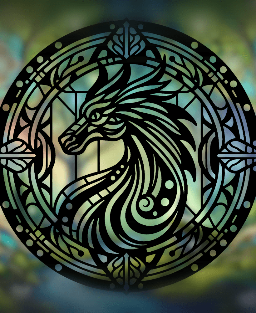 Norwegian Ridgeback Dragon Harry Potter Mandala Art – 2D geometric wall art(Stained Glass Style) 3d model