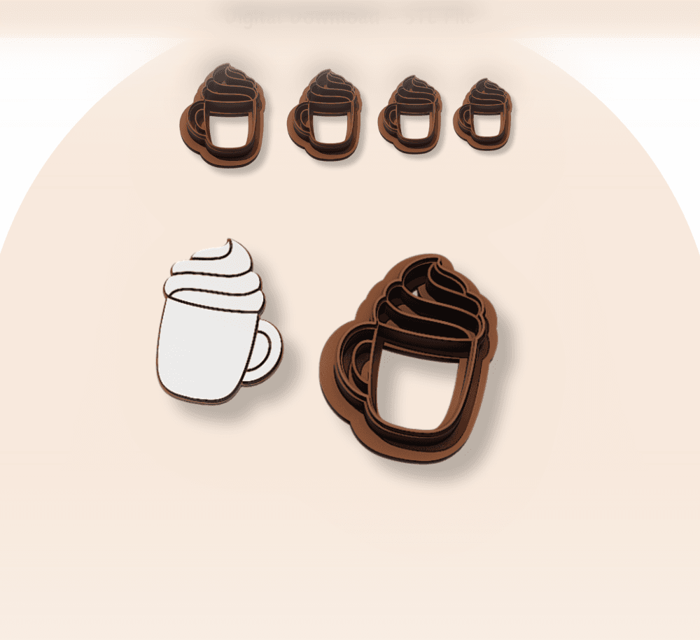 Hot Chocolate Clay Cutter for Polymer Clay | Digital STL File | Clay Tools | 4 Sizes Fall Cutters  3d model