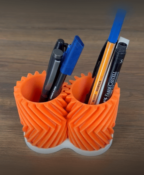 Geared Pen Holder (Print in Place) 3d model