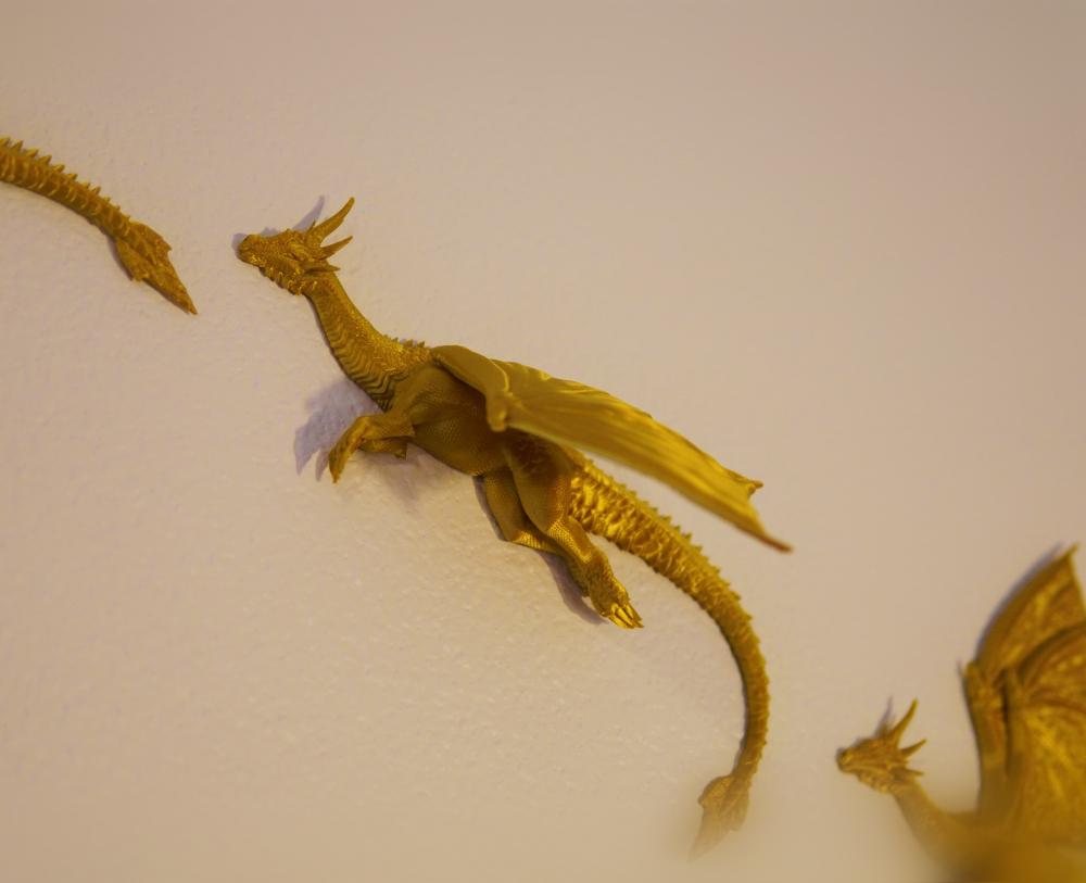 Dragons In Flight- Three Wall-Mounted Dragon Decor 3d model