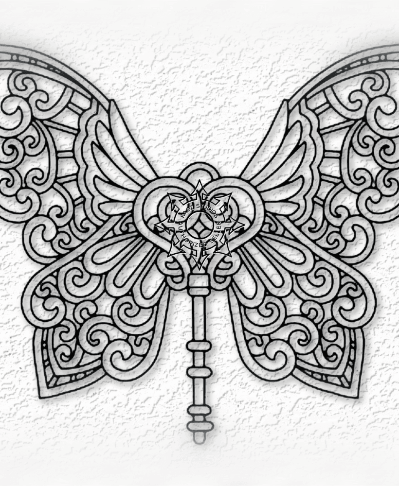 celtic butterfly wall art skeleton key decor 3d model