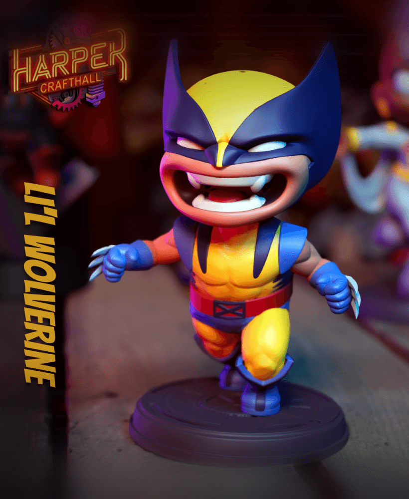 Li'l Wolverine-Pool - Multicolor Wolverine & Deadpool Fanart Collectible Figure 3d model