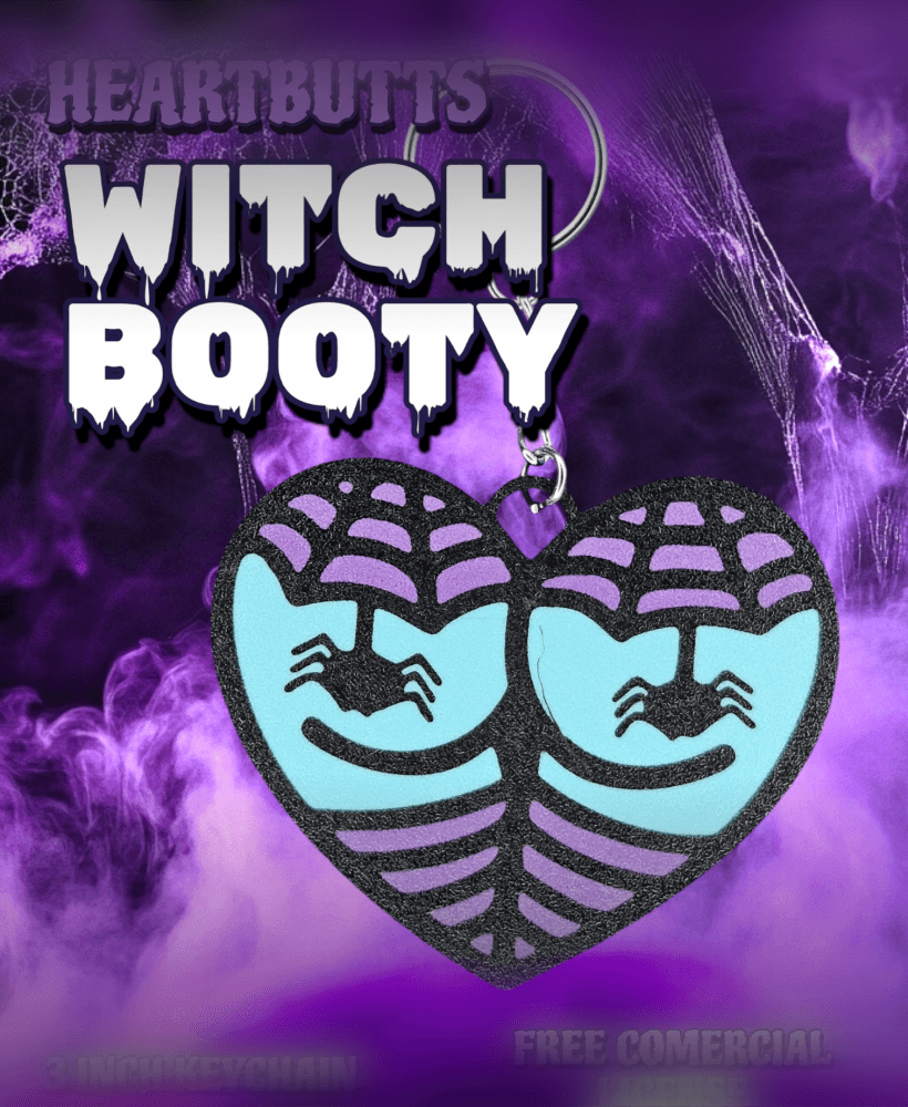 Heart Butt Witch Booty Halloween Keychain 3d model