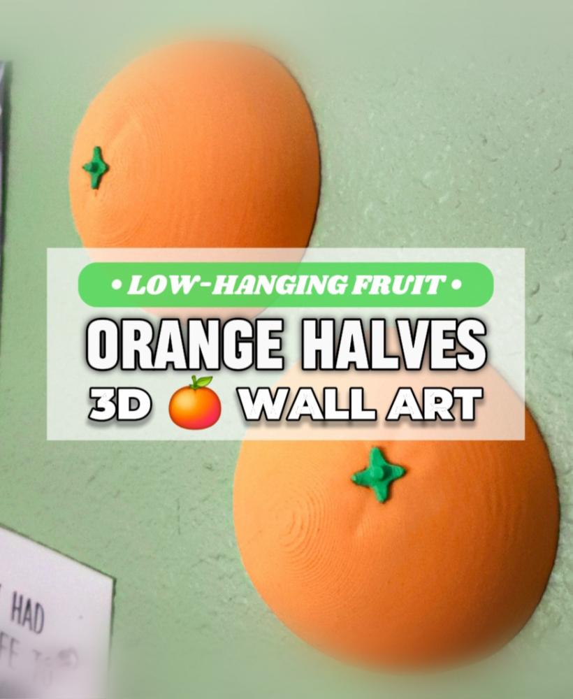 Pair of Decorative Orange Halves Pop-Out 3D Wall Art:: 'Low-Hanging Fruit' Collection 3d model