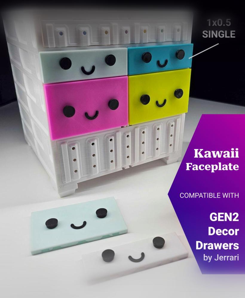 Kawaii Faceplate for GEN2 Decor Drawers 1x0.5 (Slim Single) | Quick Swap 3d model